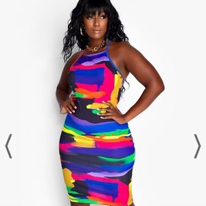 Rebdoll All Dress Up Strappy Bodycon Midi Dress pink mutil color  3x